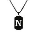 Minimalist black stainless steel necklace featuring a cutout letter N pendant design - Letter N