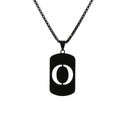 Matte black stainless steel box chain necklace with hollow letter O rectangle pendant - Letter O