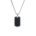 Minimalist military dog tag necklace with black matte inlay and stainless steel box chain - Black and Silver with Chain
