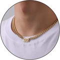 Golden Cuban link necklace featuring an Aquarius zodiac sign pendant for men and women - Aquarius / Silver
