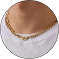 Golden Cancer zodiac sign necklace with cuban chain on male neck and white t-shirt - Cancer / Silver