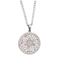 Collier rétro en acier inoxydable avec pendentif sceau des sept archanges gravé - Argent (Chaîne Gourmette)