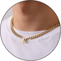 Men's gold Cuban link chain necklace with Gemini zodiac sign pendant in polished finish - Gemini