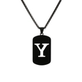 Minimalist black stainless steel necklace featuring a hollow rectangular letter Y pendant - Letter Y