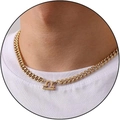 Gold-plated Cuban link chain necklace with Libra zodiac sign pendant for men and women - Libra