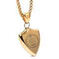 Golden Aquarius shield necklace in stainless steel with polished finish and box chain - Aquarius / Gold
