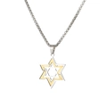 Bicolor Davidstern Halskette aus Edelstahl in Silber und Gold mit gebürstetem Finish - Silber-Gold Mix
