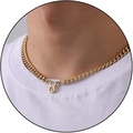 Gold plated stainless steel Cuban chain necklace with Taurus zodiac sign pendant - Taurus
