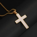 Colgante de cruz bicolor oro y plata para hombre con cadena de caja de acero liso - Dorado y Plateado