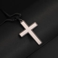Collar de cruz para hombre en acero inoxidable con acabado mate en negro y plata - Negro y Plateado