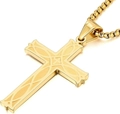 Collar de cruz nudo celta de acero inoxidable chapado en oro con cadena de caja cuadrada - Dorado