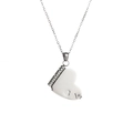 Detailed view of the stainless steel heart locket pendant with openable hinge and cutout - Silver Heart Book Necklace