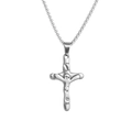 Minimalistische gotische kruisketting van roestvrij staal met abstracte gezichtgravure - Staalkleur