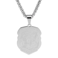 Saint Michael shield pendant necklace in stainless steel with twisted curb chain - Silver