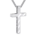 Silver stainless steel cross necklace with American flag stars and inspirational quote - Silver-19:26