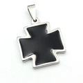 Ciondolo croce di ferro in acciaio inossidabile lucido con smalto nero per collana - Stile 1 Solo (Senza Catena)