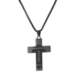 Matte black stainless steel cross necklace featuring American football texture design - Rugby Cross (No Text Style) / Black