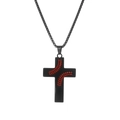 Black stainless steel baseball cross necklace with red stitching on a box chain link - Baseball Cross (No Text Style) / Black