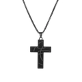 Men's black stainless steel cross necklace with minimalist matte finish on box chain - Basketball Cross (No Text Style) / Black
