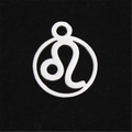 Macro shot of silver Leo zodiac charm with hollow design for DIY jewelry making - Leo