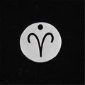 Aries zodiac charm in stainless steel with hollow design on black velvet background - Aries