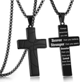 Collar de cruz de acero inoxidable negro para hombre con diseño de baloncesto y grabado - Collar de Cruz de Baloncesto (Estilo 6 - Braver Than You Believe)