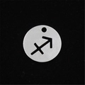 Macro view of Sagittarius stainless steel pendant with cutout zodiac symbol design - Sagittarius