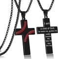 Colgante de cruz de béisbol negro para hombre con costuras rojas y grabado decorativo - Cruz de Béisbol (Estilo 7)