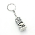 Polynesian Tiki statue resin keychain in white and black tribal style finish - White Totem Style (B-2)