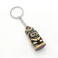 Retro resin Tiki keychain with imitation bone texture and silver metal split ring - Tan Idol Style (C-1)