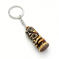 Creative Tiki statue keychain with brown resin totem pendant and silver ring - Dark Brown Off-White Dual Color Style (G-1)
