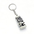 Polynesian Tiki statue keychain in black and white hand-painted resin finish - Black and White Painted Style (C-2)