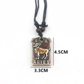 Collier pendentif Bélier en résine avec cordon noir réglable et design relief rétro - Bélier