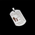 Pendentif plaque militaire en acier avec gravure silhouette père fille et texte inspirant - Citation de père à fille (C) / Avec chaîne à billes de 60 cm