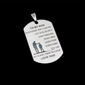 Pendentif plaque militaire en acier brossé avec gravure laser d'un père et son fils - Chaleur père et fils (J)