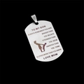 Collier plaque d'identité en acier brossé argenté avec gravure silhouette mère et fils - Citation de mère à fils (L)