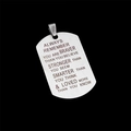 Collier plaque militaire en acier inoxydable brossé argenté avec texte inspirant - Inspirant général (M)