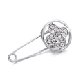 Spilla a balia in argento con quadrifoglio in strass dal design minimalista elegante - Argento