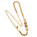 Catena da vita in metallo dorato per donna con fiori di cristallo e design intrecciato - Oro
