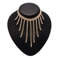 Collier ras du cou doré exagéré avec franges de cristaux en cascade pour soirées et fêtes - Or