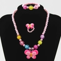 Roze vlinder sieradenset voor kinderen met kralenketting armband en ring - Vlinder ontwerp / Roze