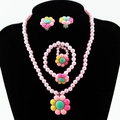 Set di 5 gioielli per bambini con girasoli, perle rosa artificiali e ciondoli colorati - Orecchini a clip / Rosa
