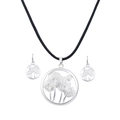 Set gioielli Albero della Vita in argento con collana pendente e orecchini abbinati - Argento Opaco