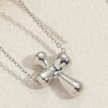Polished silver 3D cross pendant necklace with a sleek vintage shell style design - Smooth Cross / Silver