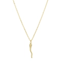 Polished gold Italian cornicello horn pendant necklace on thin cable chain for women - Gold