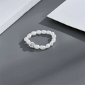 Baroque natural freshwater pearl ring with 14k gold plated accent and sparkling crystal bead - Silver Zircon / Silver Ball Pearl Ring