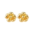 Elegante goldene Kamelien-Ohrstecker mit klassischem französischem Blumendesign, hochglanz - Gold (ES0058)