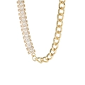 Collana cubana placcata oro 14k con pietre di zirconia rettangolari per uomo e donna stile hip hop - Oro (XL0050)