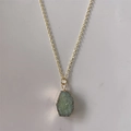 Minimalistische ketting met lichtgroene druzy steen hanger en 14K vergulde metalen ketting - Lichtblauw (O-link ketting)