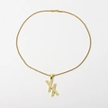 Hip-hop letter K zircon pendant with golden rope chain necklace for women fashion - Gold